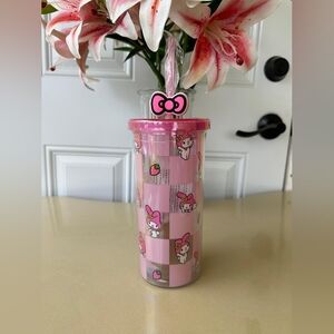 Sanrio My Melody Pink Checkered Cup 20oz Tumbler With 1 Mystery Straw Cover
